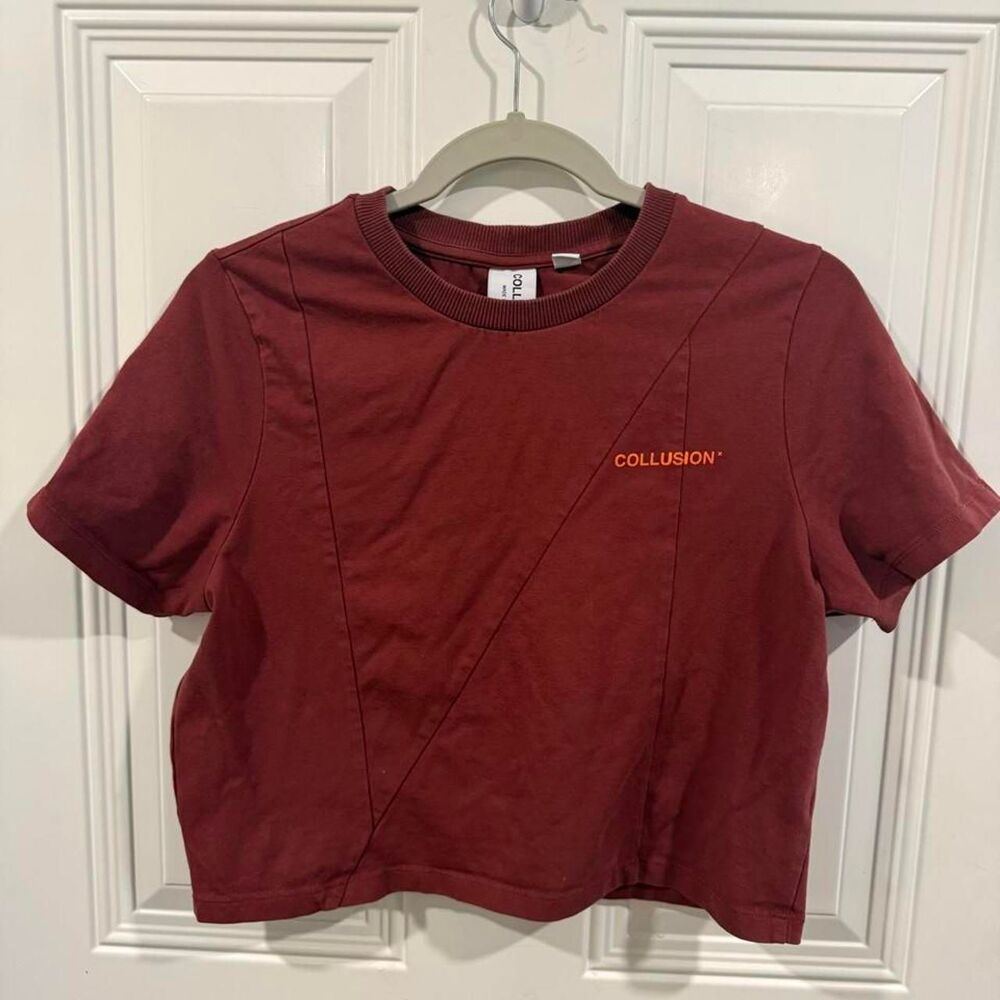 Collusion Women's Burgundy and Red T-shirt